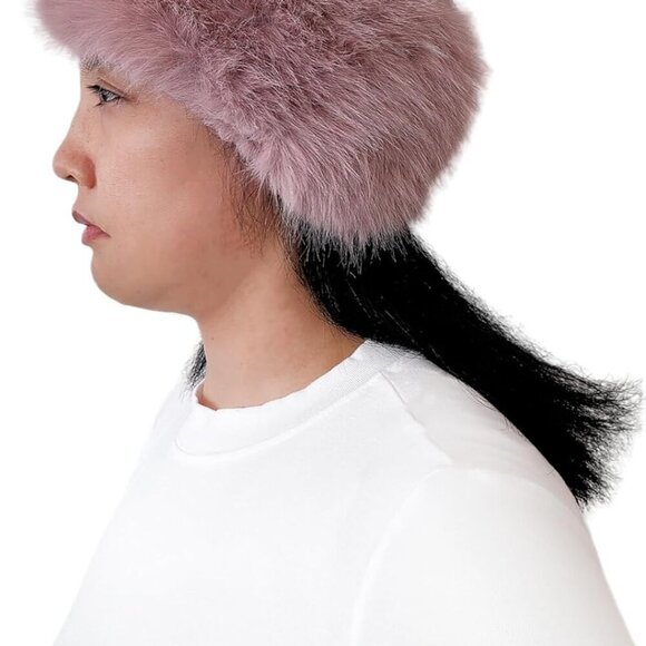 Women's Faux Fur Headband Winter Ear Warmer Plush Long Pile Cold Weather - Picture 3 of 4